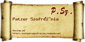Patzer Szofrónia névjegykártya